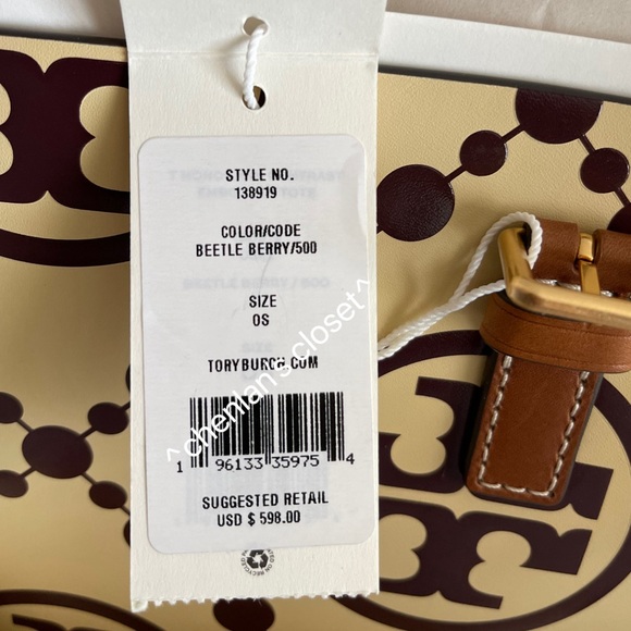 🔥HP🔥NeW! Tory Burch T Monogram Contrast Embossed Tote - Picture 15 of 17